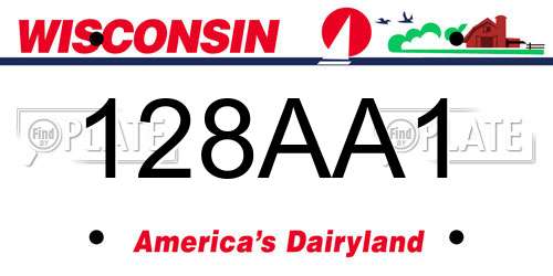 128AA1 Wisconsin License Plate