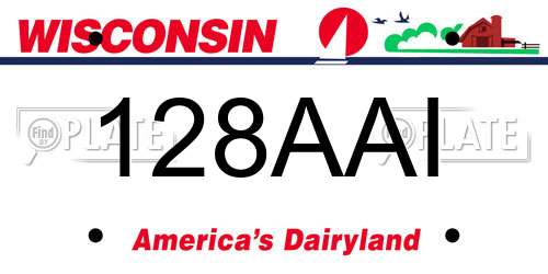 128AAI Wisconsin License Plate
