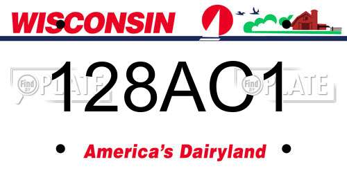 128AC1 Wisconsin License Plate