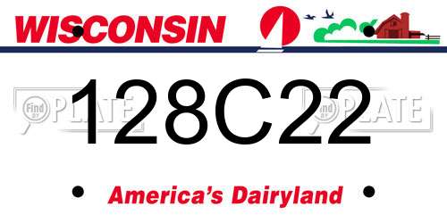 128C22 Wisconsin License Plate