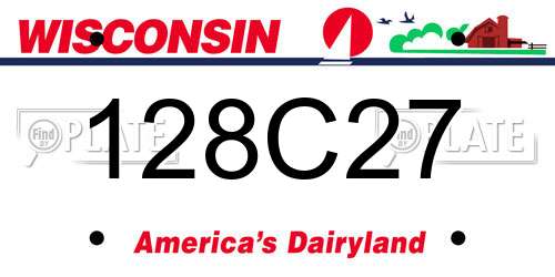 128C27 Wisconsin License Plate