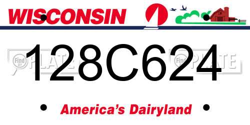 128C624 Wisconsin License Plate