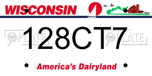 128CT7 Wisconsin License Plate