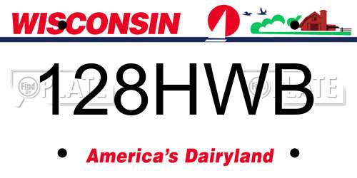 128HWB Wisconsin License Plate