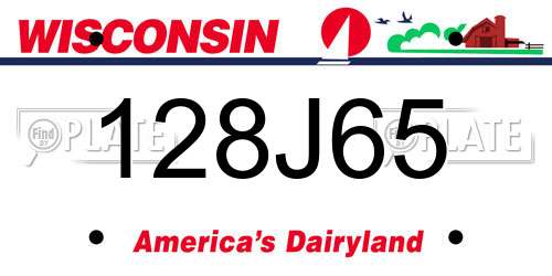 128J65 Wisconsin License Plate