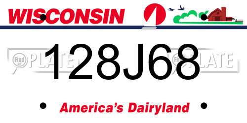 128J68 Wisconsin License Plate