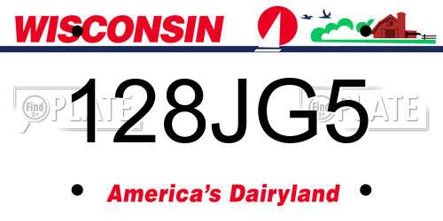 128JG5 Wisconsin License Plate