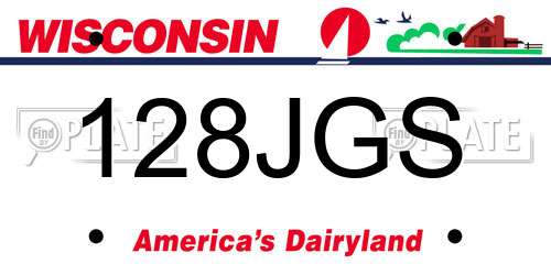 128JGS Wisconsin License Plate