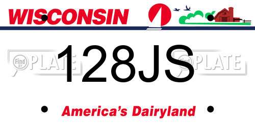 128JS Wisconsin License Plate
