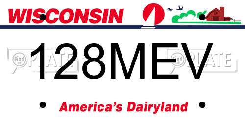 128MEV Wisconsin License Plate