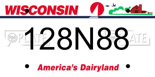 128N88 Wisconsin License Plate