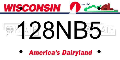 128NB5 Wisconsin License Plate
