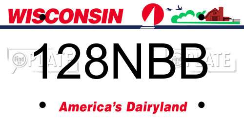 128NBB Wisconsin License Plate