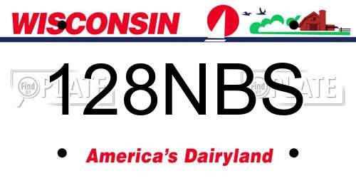 128NBS Wisconsin License Plate