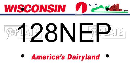 128NEP Wisconsin License Plate