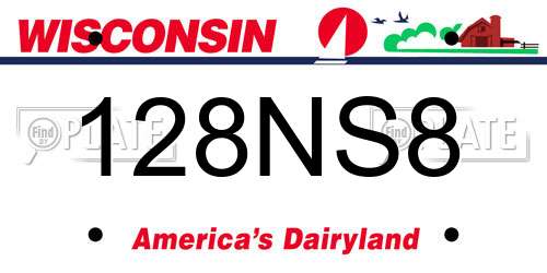 128NS8 Wisconsin License Plate