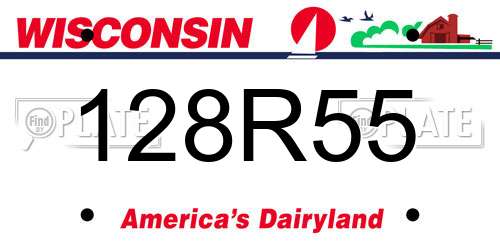 128R55 Wisconsin License Plate