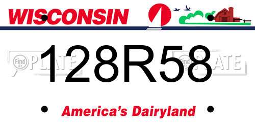 128R58 Wisconsin License Plate