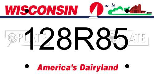 128R85 Wisconsin License Plate
