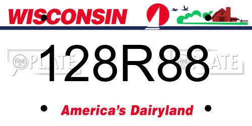 128R88 Wisconsin License Plate