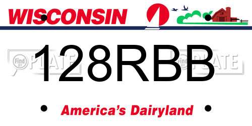 128RBB Wisconsin License Plate