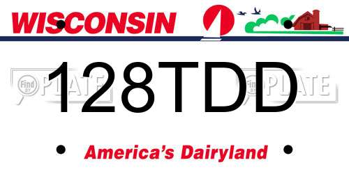 128TDD Wisconsin License Plate
