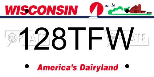 128TFW Wisconsin License Plate