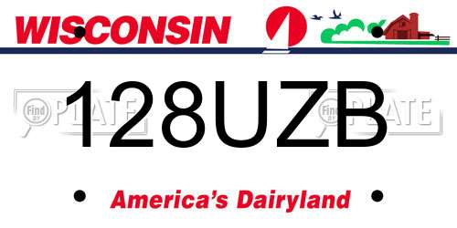 128UZB Wisconsin License Plate