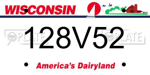 128V52 Wisconsin License Plate