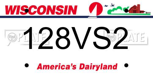128VS2 Wisconsin License Plate
