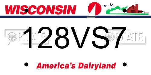 128VS7 Wisconsin License Plate