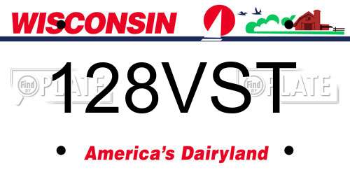 128VST Wisconsin License Plate