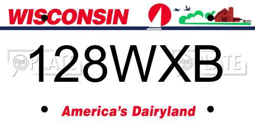 128WXB Wisconsin License Plate