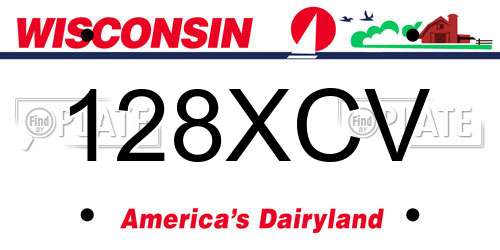 128XCV Wisconsin License Plate