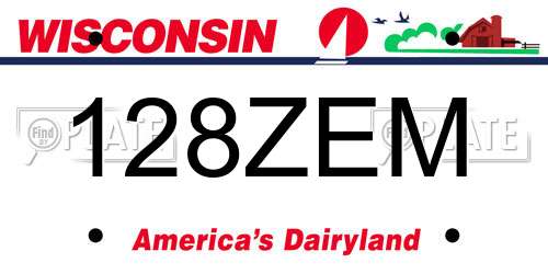 128ZEM Wisconsin License Plate