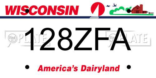 128ZFA Wisconsin License Plate