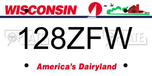 128ZFW Wisconsin License Plate