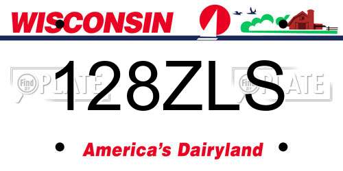 128ZLS Wisconsin License Plate