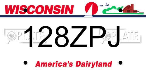 128ZPJ Wisconsin License Plate