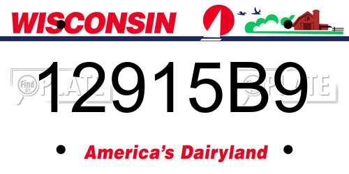 12915B9 Wisconsin License Plate