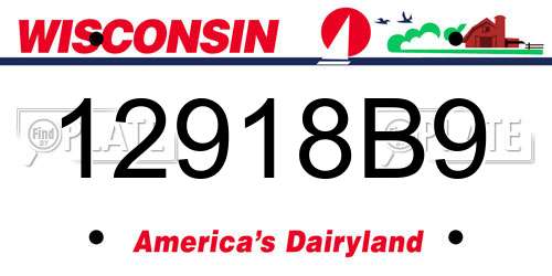 12918B9 Wisconsin License Plate
