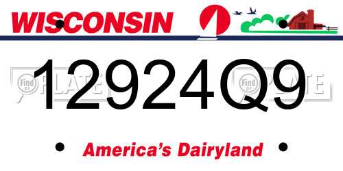 12924Q9 Wisconsin License Plate