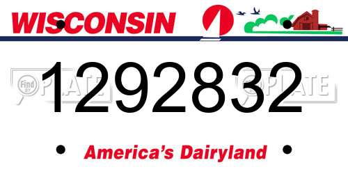 1292832 Wisconsin License Plate