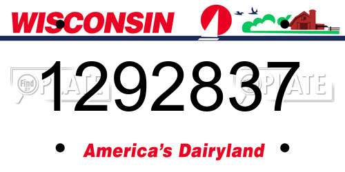1292837 Wisconsin License Plate