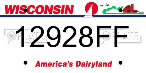 12928FF Wisconsin License Plate