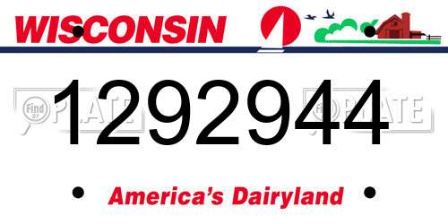 1292944 Wisconsin License Plate