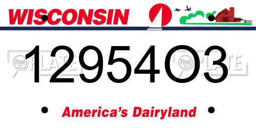 12954O3 Wisconsin License Plate