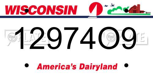 12974O9 Wisconsin License Plate