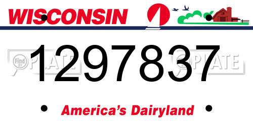 1297837 Wisconsin License Plate