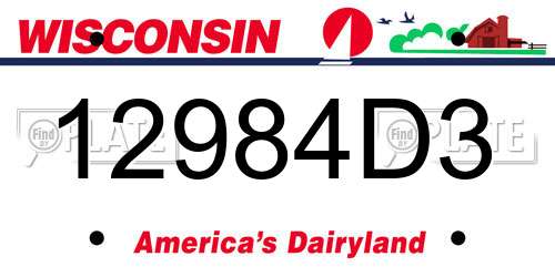 12984D3 Wisconsin License Plate